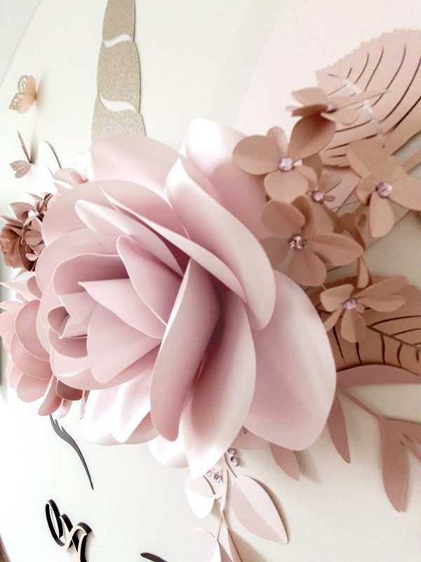 Custom 3D Paper Flower Wall Unicorn for baby girl room - Image 6