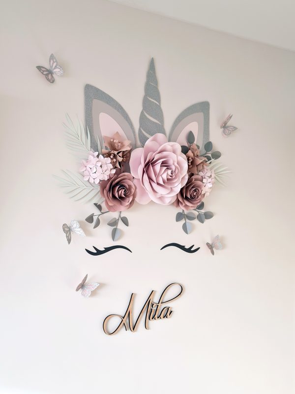 Large Paper Flowers Wall Unicorn Decor