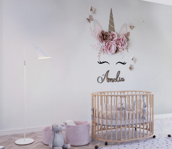 Custom 3D Paper Flower Wall Unicorn for baby girl room - Image 4