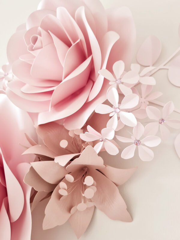 Blush Pink Paper Flower wall decor for girl's room with personalized name sign - Image 3