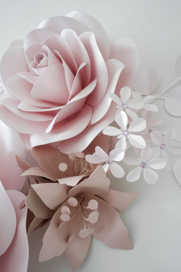 Blush Pink Paper Flower wall decor for girl's room with personalized name sign - Image 4