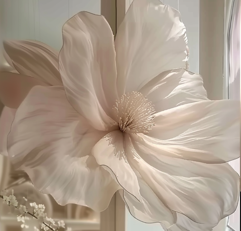 Elegant silk floral arrangement in a modern corporate lobby, symbolizing growth and creativity