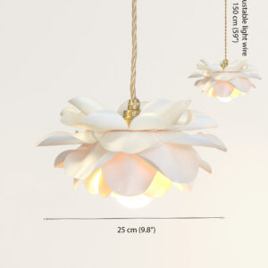 White gold flower-shaped pendant light fixture.