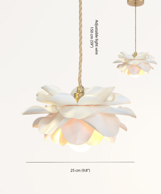 Elegant White Gold Flower Pendant Light - Modern Petal Pendant Lamp for Dining Room, Bedroom, Nursery.