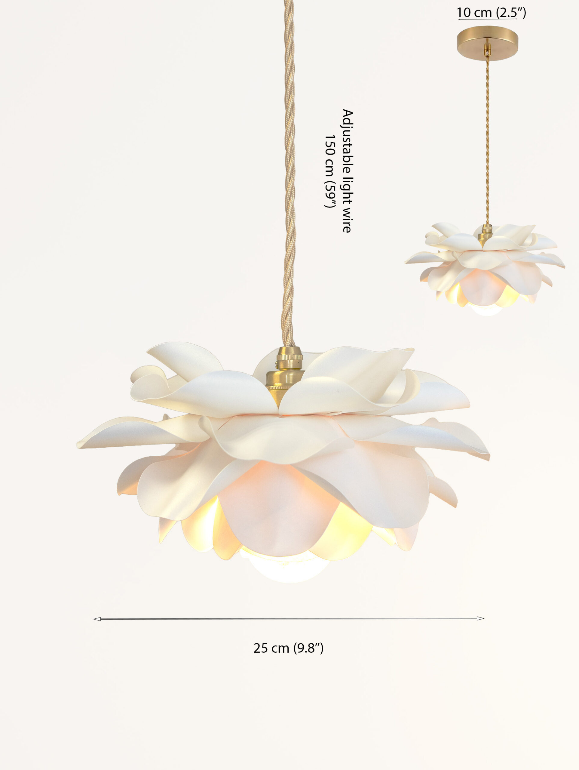 Elegant White Gold Flower Pendant Light - Modern Petal Pendant Lamp for Dining Room, Bedroom, Nursery.