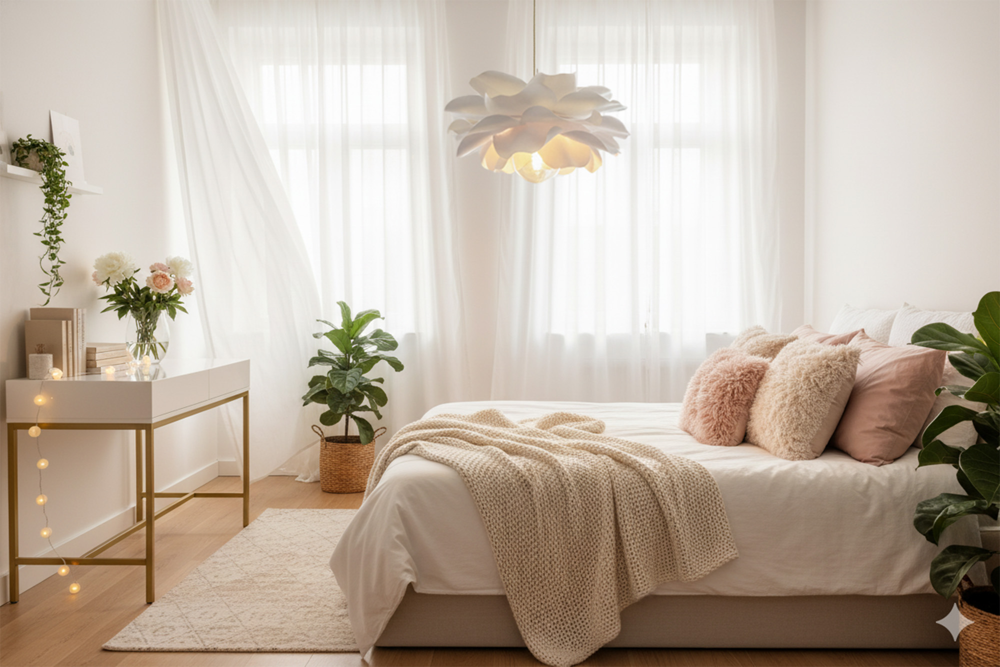 Girl bedroom pendant flower lamp