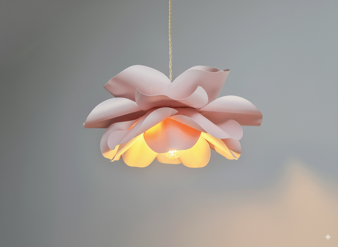 Decorative Paper Flower Pendant Lamp – Girl Nursery Ceiling Light, Floral Night Light, Handmade Flower Lampshade. - Image 6