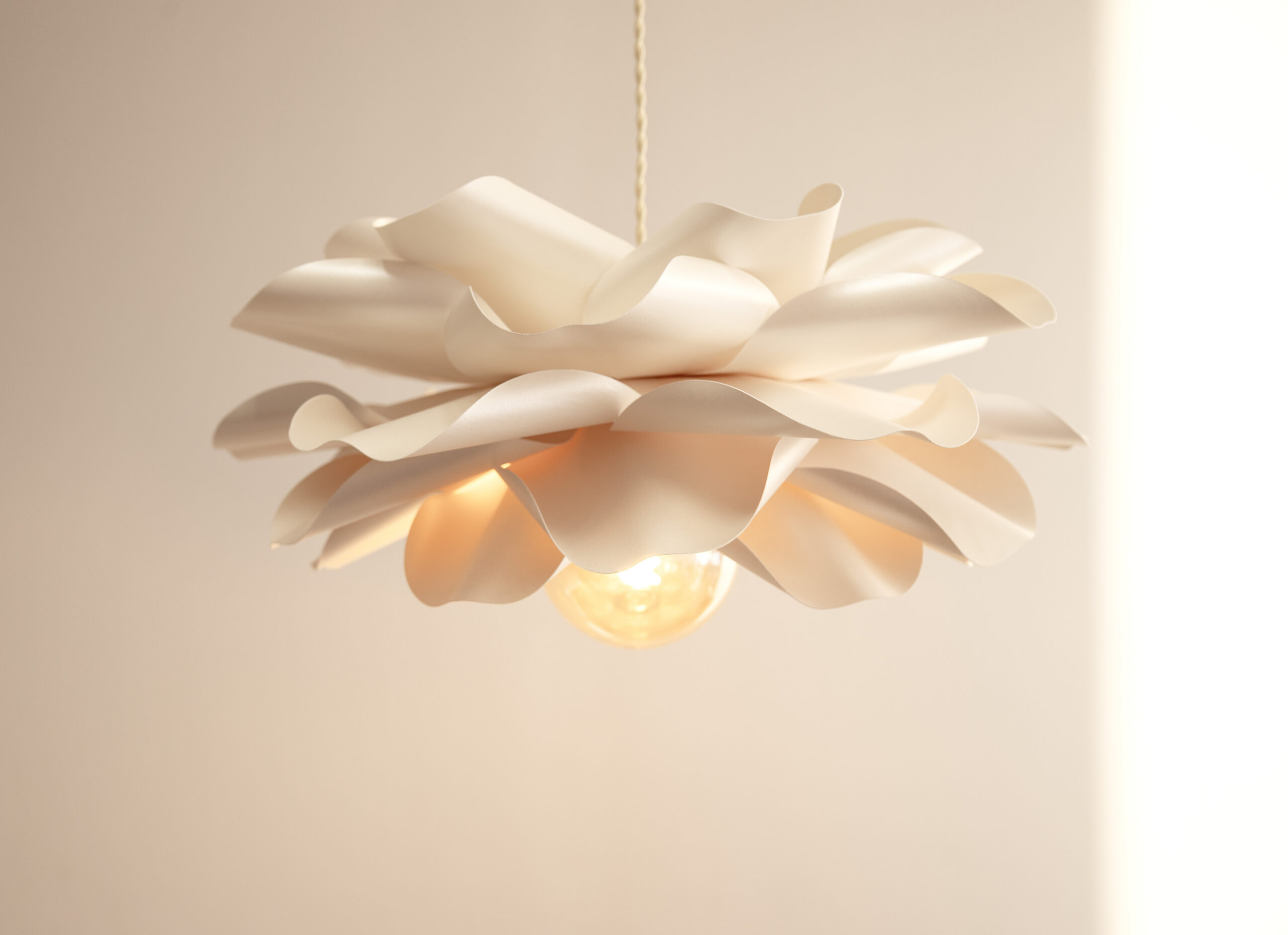 White paper flower chandelier for modern organic interior decor