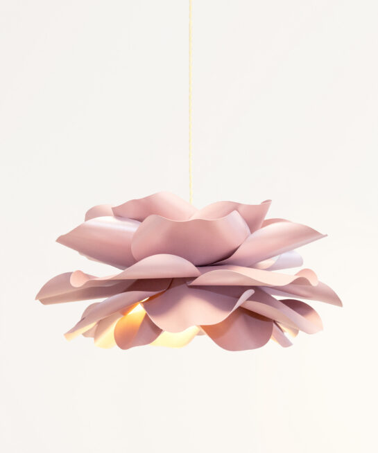 Dusty Rose Floral Pendant Lamp – Handmade Paper Flower Chandelier.