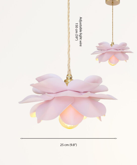 Rose Quartz Paper Flower Pendant Light Gift for Her! Nursery Ceiling Light, Floral Night Light, Flower Lampshade