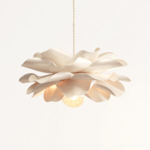Handmade ivory flower pendant lamp with sculptural petals for modern cozy interiors